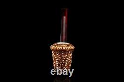 Churchwarden Lattice Calabash Pipe New Block Meerschaum Handmade W Case#1127