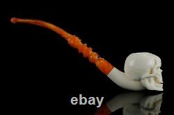 Churchwarden Skull Pipe By Koray New Block Meerschaum Handmade W Case#1211