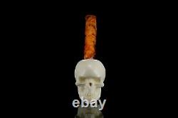 Churchwarden Skull Pipe By Koray New Block Meerschaum Handmade W Case#1211