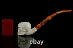 Churchwarden Skull Pipe By Koray New Block Meerschaum Handmade W Case#1211