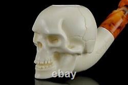 Churchwarden Skull Pipe By Koray New Block Meerschaum Handmade W Case#1211