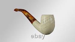 Classic Bent Billiard Block Meerschaum Pipe with case D-16