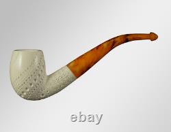 Classic Bent Billiard Block Meerschaum Pipe with case D-16