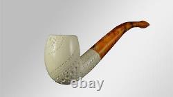 Classic Bent Billiard Block Meerschaum Pipe with case D-16