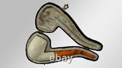 Classic Bent Billiard Block Meerschaum Pipe with case D-16