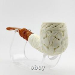 Classic Floral Block Meerschaum Pipe, With Case, Unique Meerschaum Pipes