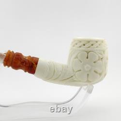 Classic Floral Block Meerschaum Pipe, With Case, Unique Meerschaum Pipes