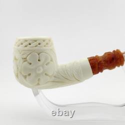Classic Floral Block Meerschaum Pipe, With Case, Unique Meerschaum Pipes