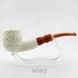 Classic Floral Block Meerschaum Pipe, With Case, Unique Meerschaum Pipes
