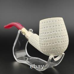 Classic Lattice Silver Spigot Block Meerschaum Pipe, With Case, Unique Meerschaum