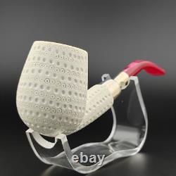 Classic Lattice Silver Spigot Block Meerschaum Pipe, With Case, Unique Meerschaum