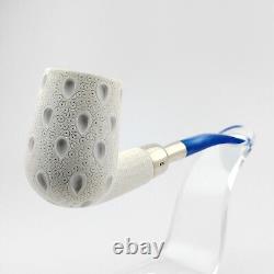 Classic Lattice Silver Spigot Block Meerschaum Pipe, With Case, Unique Meerschaum
