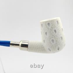Classic Lattice Silver Spigot Block Meerschaum Pipe, With Case, Unique Meerschaum