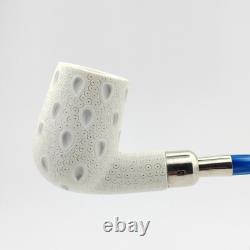 Classic Lattice Silver Spigot Block Meerschaum Pipe, With Case, Unique Meerschaum