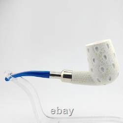 Classic Lattice Silver Spigot Block Meerschaum Pipe, With Case, Unique Meerschaum