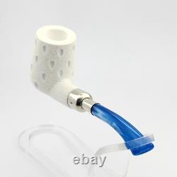 Classic Lattice Silver Spigot Block Meerschaum Pipe, With Case, Unique Meerschaum
