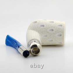 Classic Lattice Silver Spigot Block Meerschaum Pipe, With Case, Unique Meerschaum