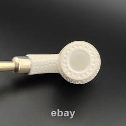 Classic Lattice Silver Spigot Block Meerschaum Pipe, With Case, Unique Meerschaum