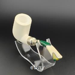 Classic Smooth Silver Spigot Block Meerschaum Pipe, With Case, Unique Meerschaum