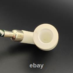 Classic Smooth Silver Spigot Block Meerschaum Pipe, With Case, Unique Meerschaum