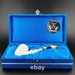 Classic Smooth Silver Spigot Block Meerschaum Pipe, With Case, Unique Meerschaum