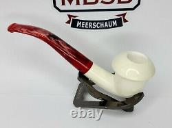 Classic Unsmoked Block Meerschaum Tobacco Smoking Pipe with Fitted Case