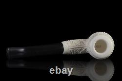 Classic block Meerschaum Engraving Pipe handmade Smoking tobacco w case MD-136