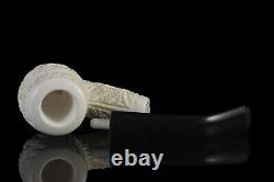 Classic block Meerschaum Engraving Pipe handmade Smoking tobacco w case MD-136