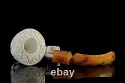 Classic block Meerschaum Pipe hand carved Smoking tobacco w case MD-141
