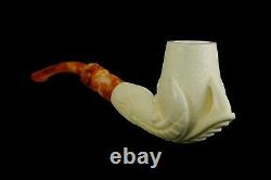 Claw Holds Egg Pipe Block Meerschaum-NEW Handmade With Case#1310