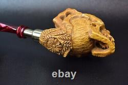 Claw Holds Skull Pipe By ALI New Block Meerschaum Handmade W Case-Stand#1226