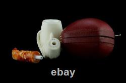 Claw Holds Smooth Egg Pipe Block Meerschaum-NEW Handmade With Case#1377