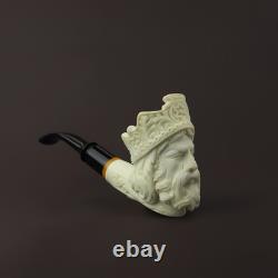 Crown King Pipe Handmade Block Meerschaum-NEW With Fitted Case CASE#61