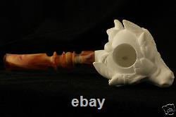 DRAGON Head Hand Carved Block Meerschaum Pipe in a fitted CASE 4755 New