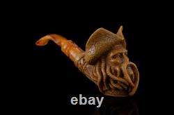 Davy Jones Block Meerschaum Pipe hand carved smoking tobacco pfeife with case