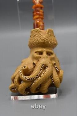 Davy Jones Figure Pipe By Ali Handmade Block Meerschaum-NEW With CASE#367