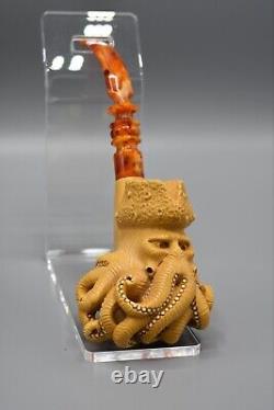 Davy Jones Figure Pipe By Ali Handmade Block Meerschaum-NEW With CASE#367