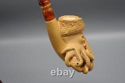 Davy Jones Figure Pipe By Ali Handmade Block Meerschaum-NEW With CASE#367