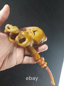 Deadly octopus meerschaum pipe, smoking pipe, block meerschaum