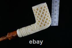 Deep Lattice Billiard Meerschaum Pipe, The Best Block Meerschaum, Unsmoked Pipe