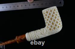 Deep Lattice Billiard Meerschaum Pipe, The Best Block Meerschaum, Unsmoked Pipe