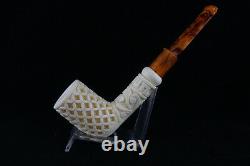 Deep Lattice Billiard Meerschaum Pipe, The Best Block Meerschaum, Unsmoked Pipe