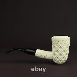 Deep carving Pickaxe Pipe By EGE Block MEERSCHAUM-NEW-HAND CARVED W Case#1445