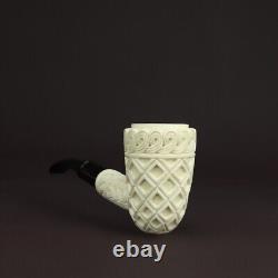 Deep carving Pickaxe Pipe By EGE Block MEERSCHAUM-NEW-HAND CARVED W Case#1445