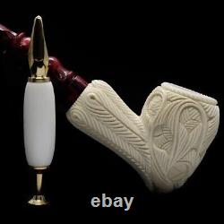 Deep carving Pickaxe Pipe By EGE Block MEERSCHAUM-NEW-HAND CARVED W Case#390