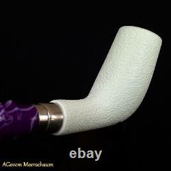Deluxe Block Meerschaum Pipe, 925 Silver, Smoking Pipe, Tobacco Pipa CASE AGM78