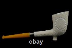 Deluxe CUTTY Pipe BLOCK MEERSCHAUM-NEW-HAND CARVED W Case#1395