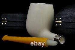 Deluxe CUTTY Pipe BLOCK MEERSCHAUM-NEW-HAND CARVED W Case#1402