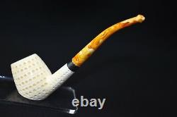 Deluxe CUTTY Pipe BLOCK MEERSCHAUM-NEW-HAND CARVED W Case#737