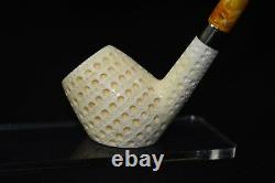 Deluxe CUTTY Pipe BLOCK MEERSCHAUM-NEW-HAND CARVED W Case#737